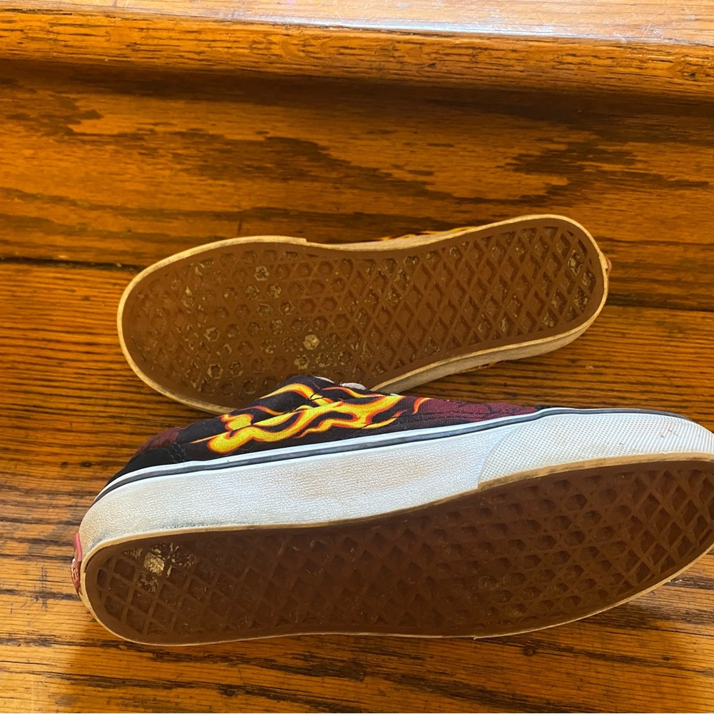 Vans Old Skool Low Flame Hotrod Skateboard Sneakers Size Mens 5 Black Red - Picture 7 of 8